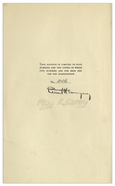 Ernest Hemingway First Limited Edition of ''A Farewell to Arms'' -- Signed by Hemingway